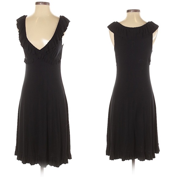 Cynthia Rowley Dresses & Skirts - Cynthia Rowley Black V Neck Ruffle Midi Dress